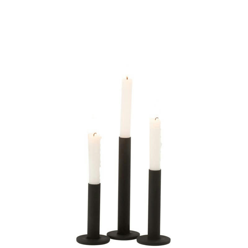 MODERNE - Set de 3 chandeliers bas métal noir mat H21,5cm