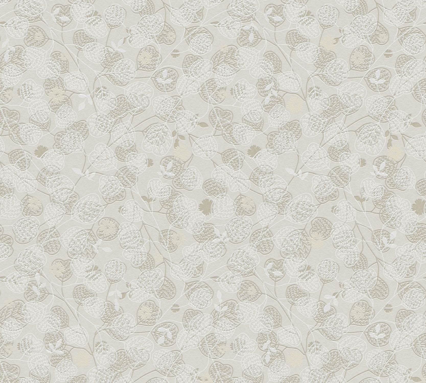 Livingwalls behang bloemetjes beige en wit - 53 cm x 10.05 m - AS-391112