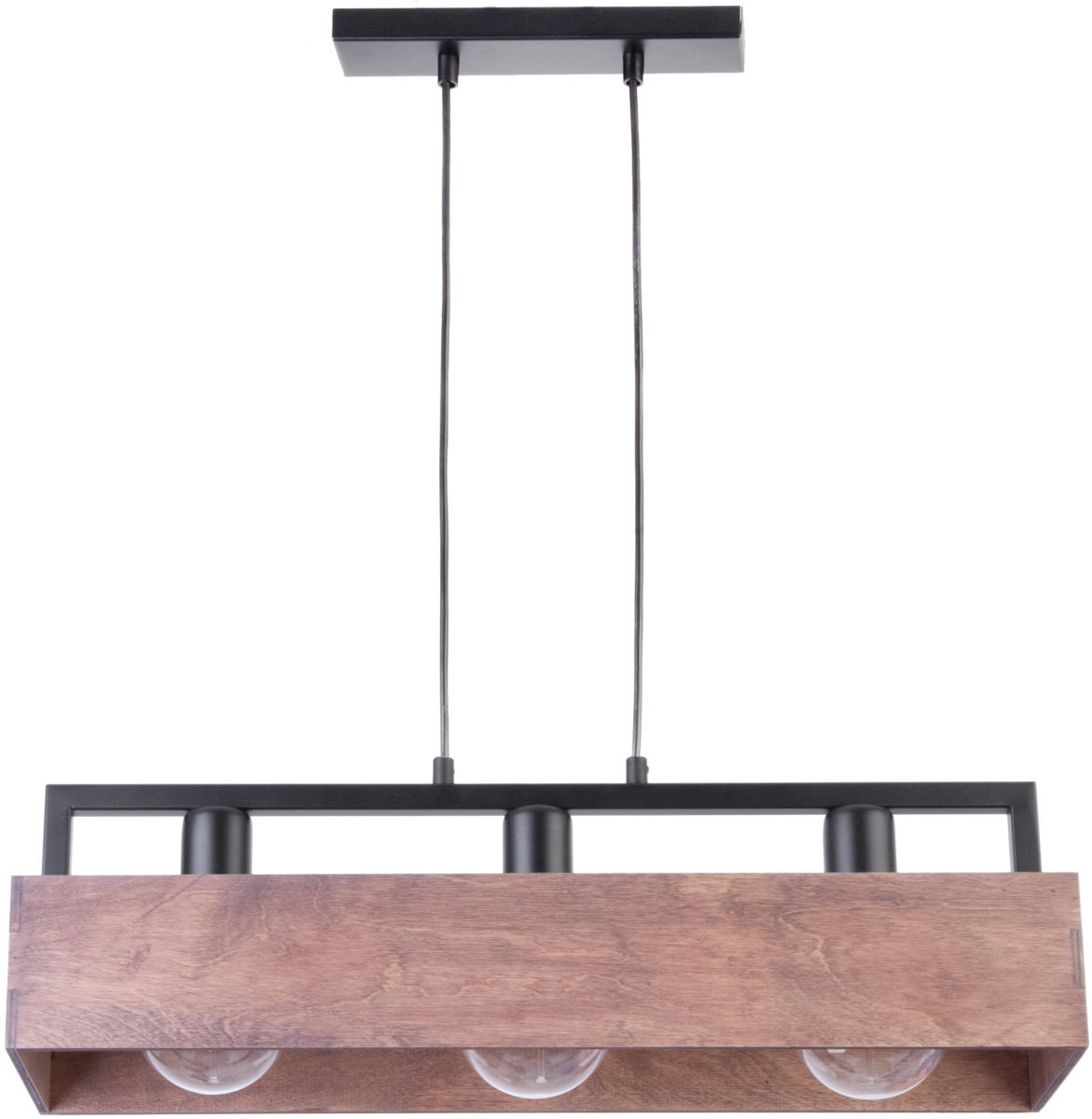 Lampa wisząca ciemne drewno-czarna Dakota 3xE27x15W Sigma Lighting