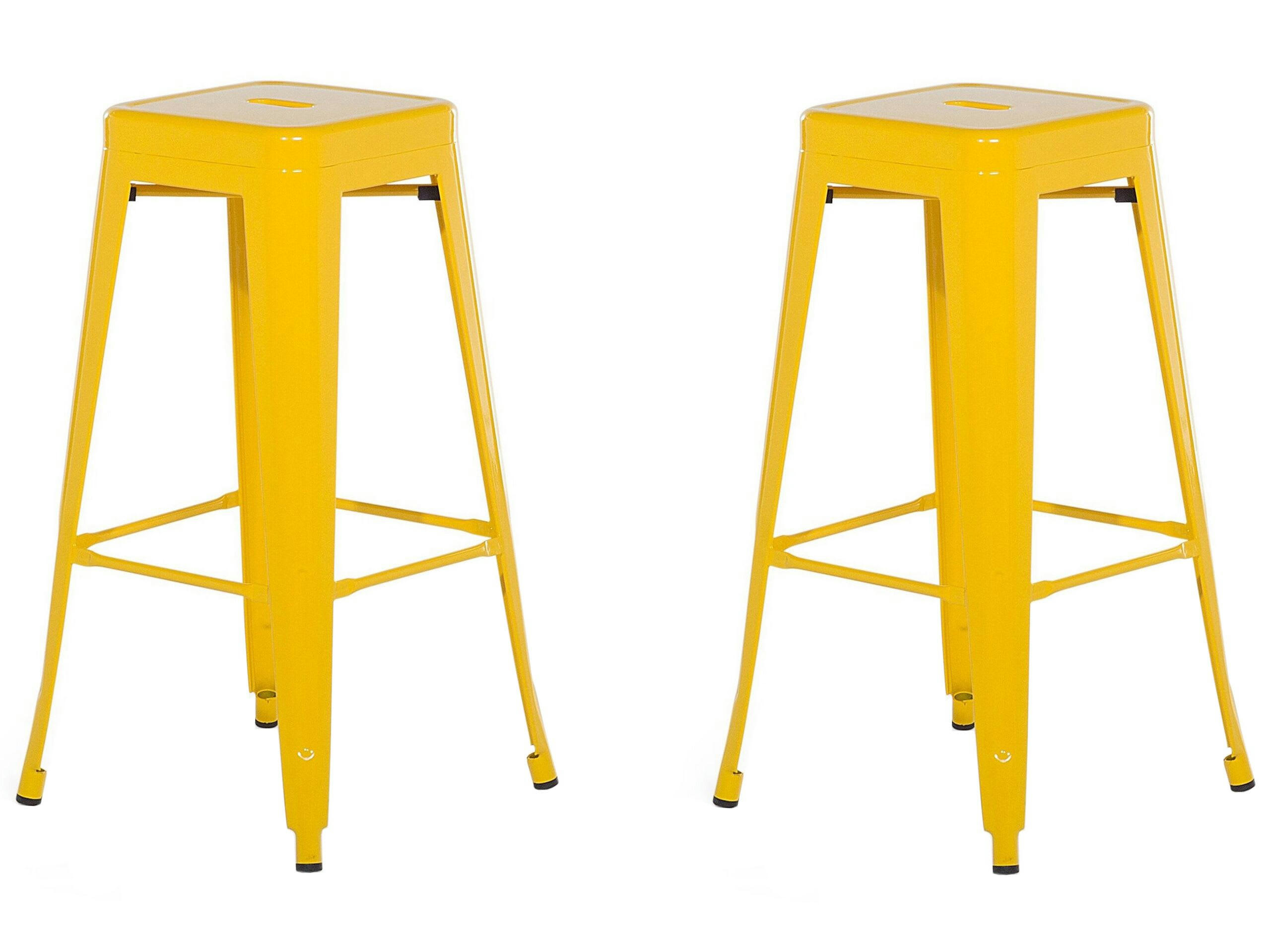 CABRILLO - Lot de 2 tabourets de bar jaune de 76 cm