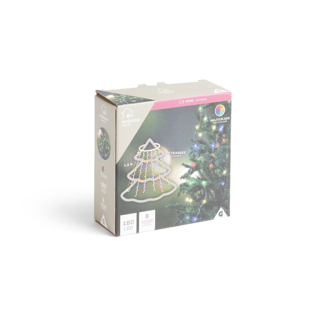 Anneau lumineux pour sapin 10 franges 160LED multicolores