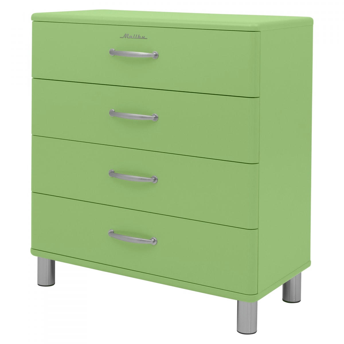 MALIBU - Commode style rétro 4 tiroirs 86cm vert