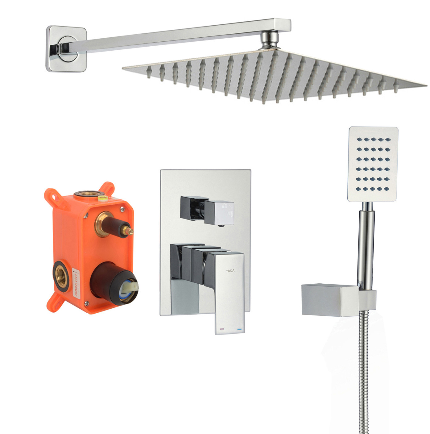 Zestaw prysznicowy podtynkowy panel bateria chrom z deszczownicą 30 cm
