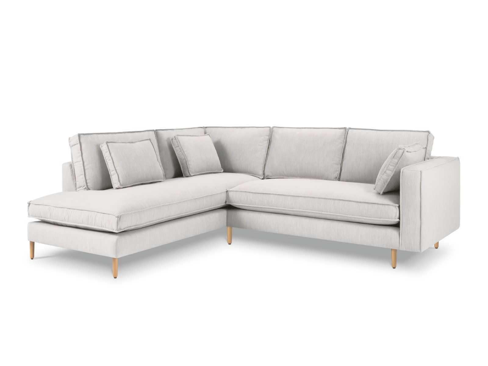 ALEXIS - Canapé D'Angle Gauche 5 places en Tissu Structurel Gris Clair