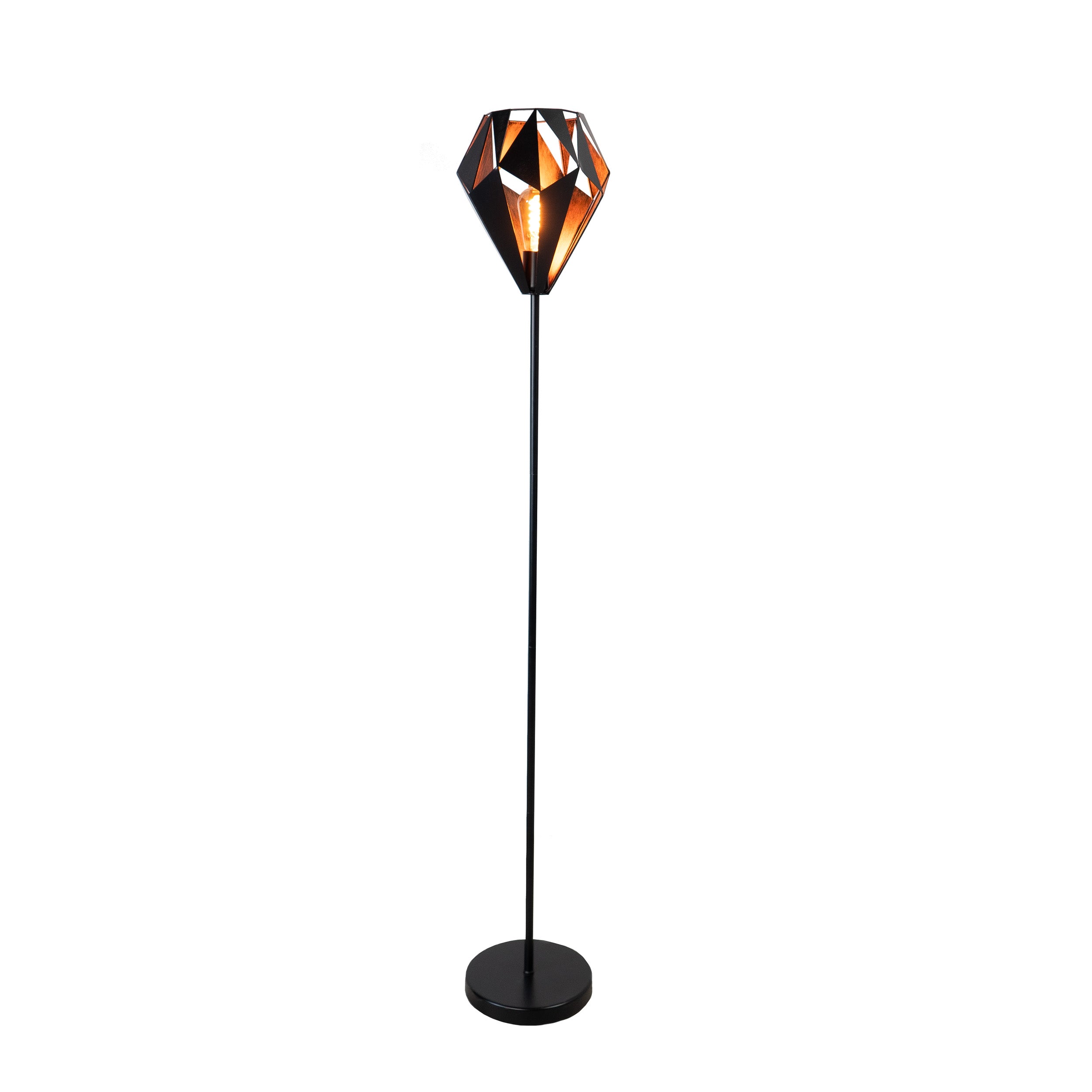 EGLO vloerlamp Carlton 1 - e27 - 152,5 cm - zwart/koper