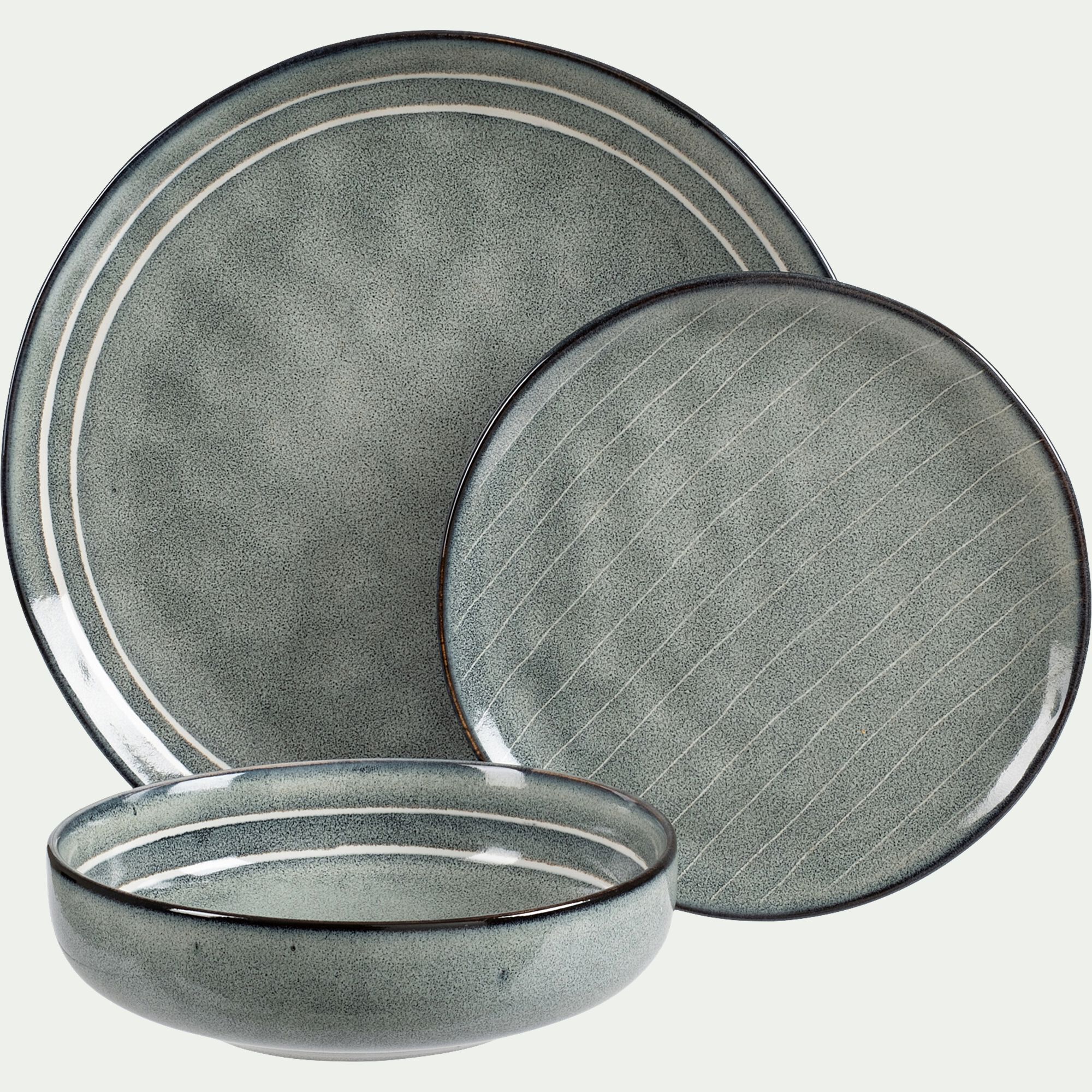 MACAO - Assiette creuse en grès D17,5cm - bleu calaluna