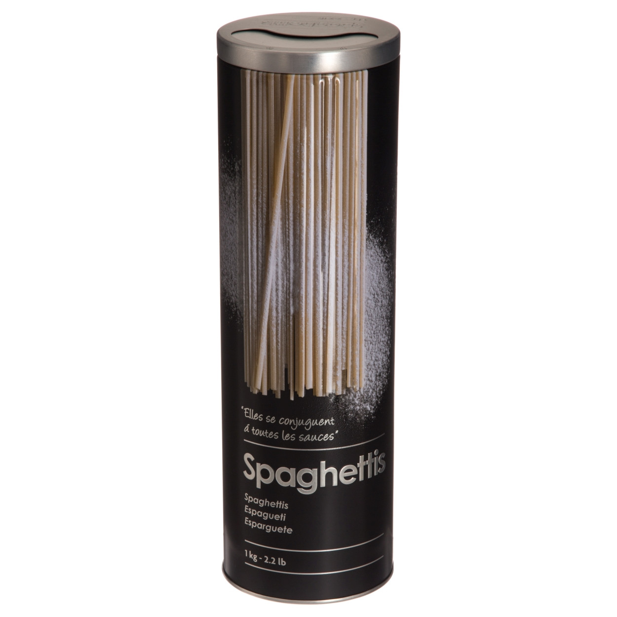 Czarny Pojemnik Metalowy na Spaghetti 1kg - Szczelny