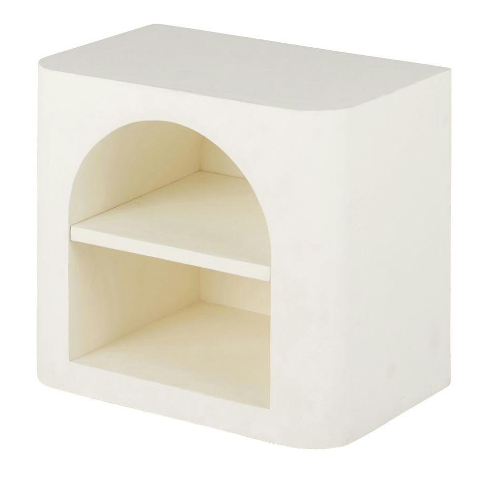 Sartene - Table de chevet 1 niche 1 étagère blanc crème