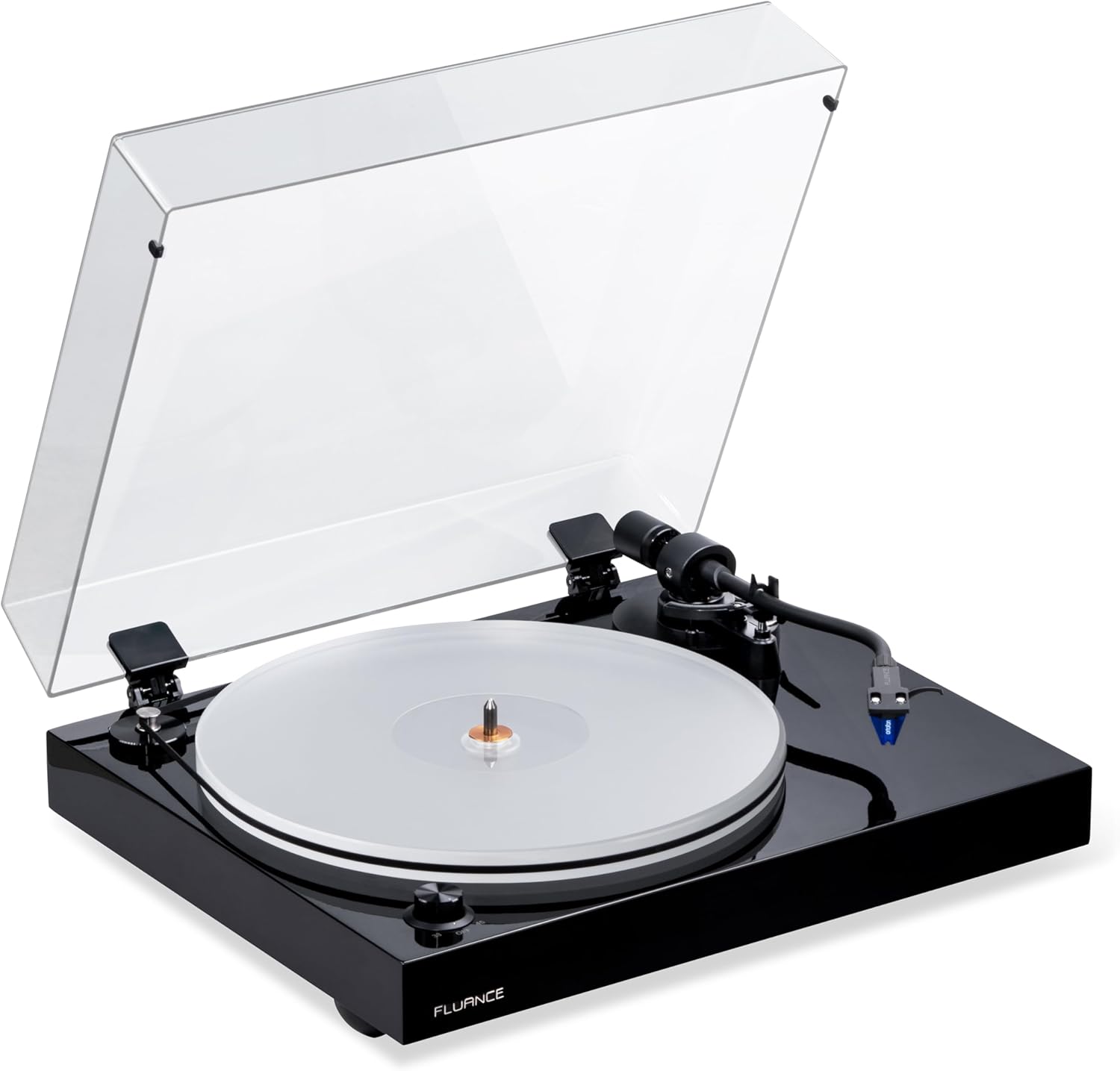 Fluance RT85 Turntable with Ortofon Cartridge  Acrylic Platter  Speed Control  and Vibration Isolation - High Fidelity Vinyl Record Player