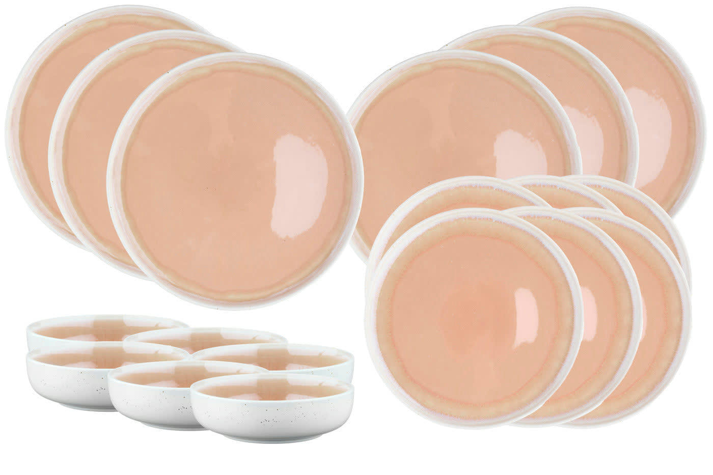 OXYGEN - Set vaisselle 18 pièces en grès rose