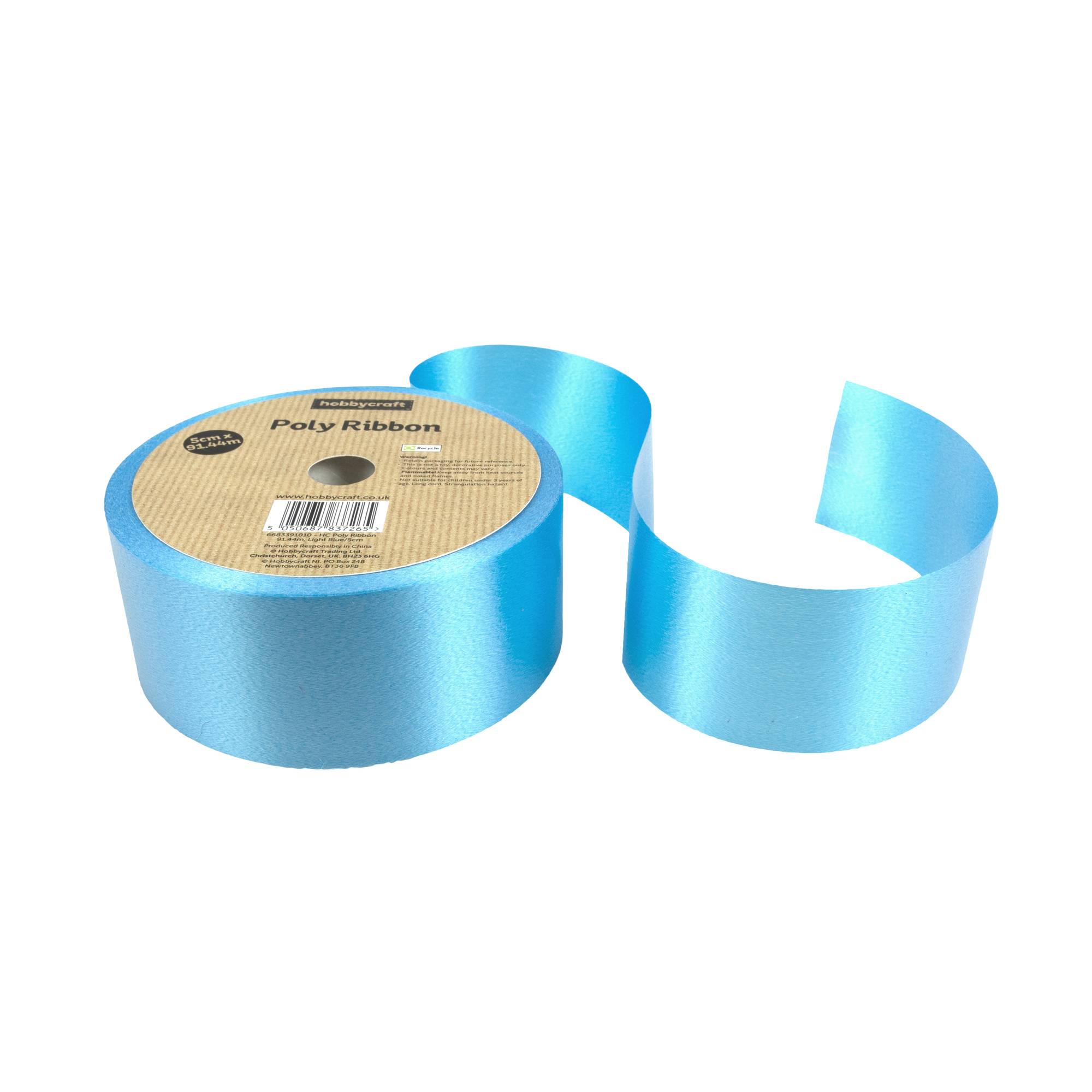 Light Blue Poly Ribbon 5cm x 91m