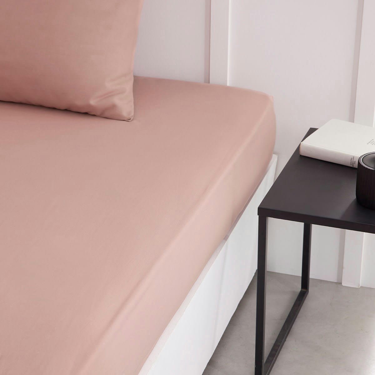 ESSENTIAL - Drap housse  en Coton Rose 140x200 cm