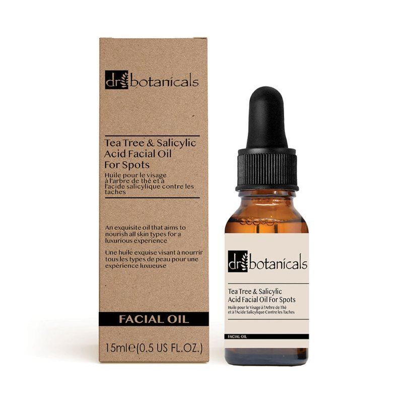 Dr. Botanicals Eucalyptus, Tea Tree, Anti-Ageing & Salicylic Acid Facial Oil For Spots 15ml for Acne and Oil Control
