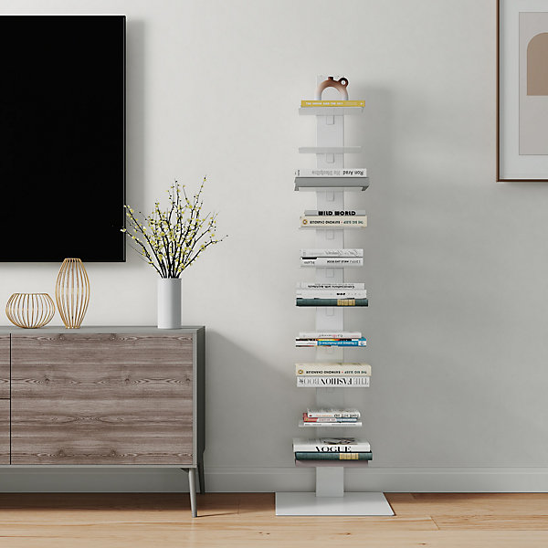 Bibliothèque Eksjö acier 150 x 39 x 39 cm blanc en.casa