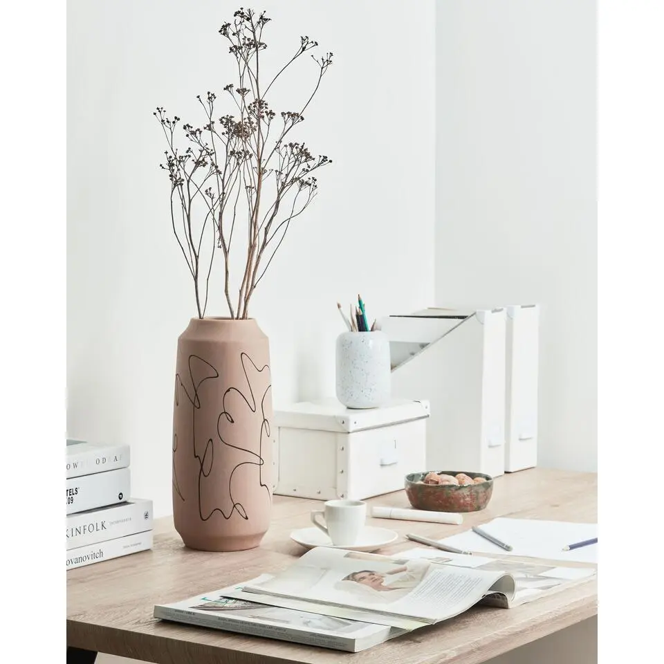 SUNFISH - Bloemenvaas - Zandbeige - 33 cm - Steengoed