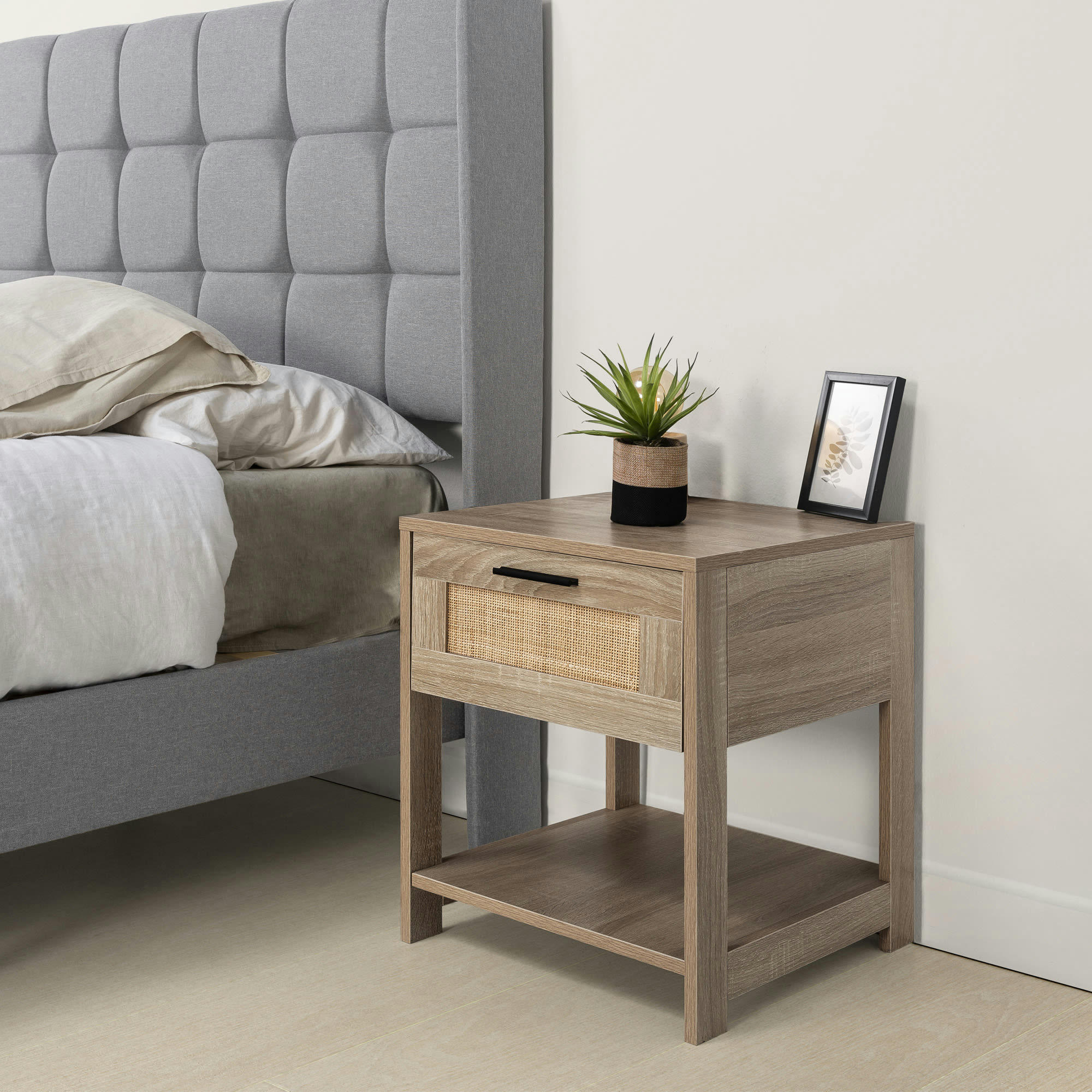 DALIA - Table de chevet de 1 tiroir, couleur chêne