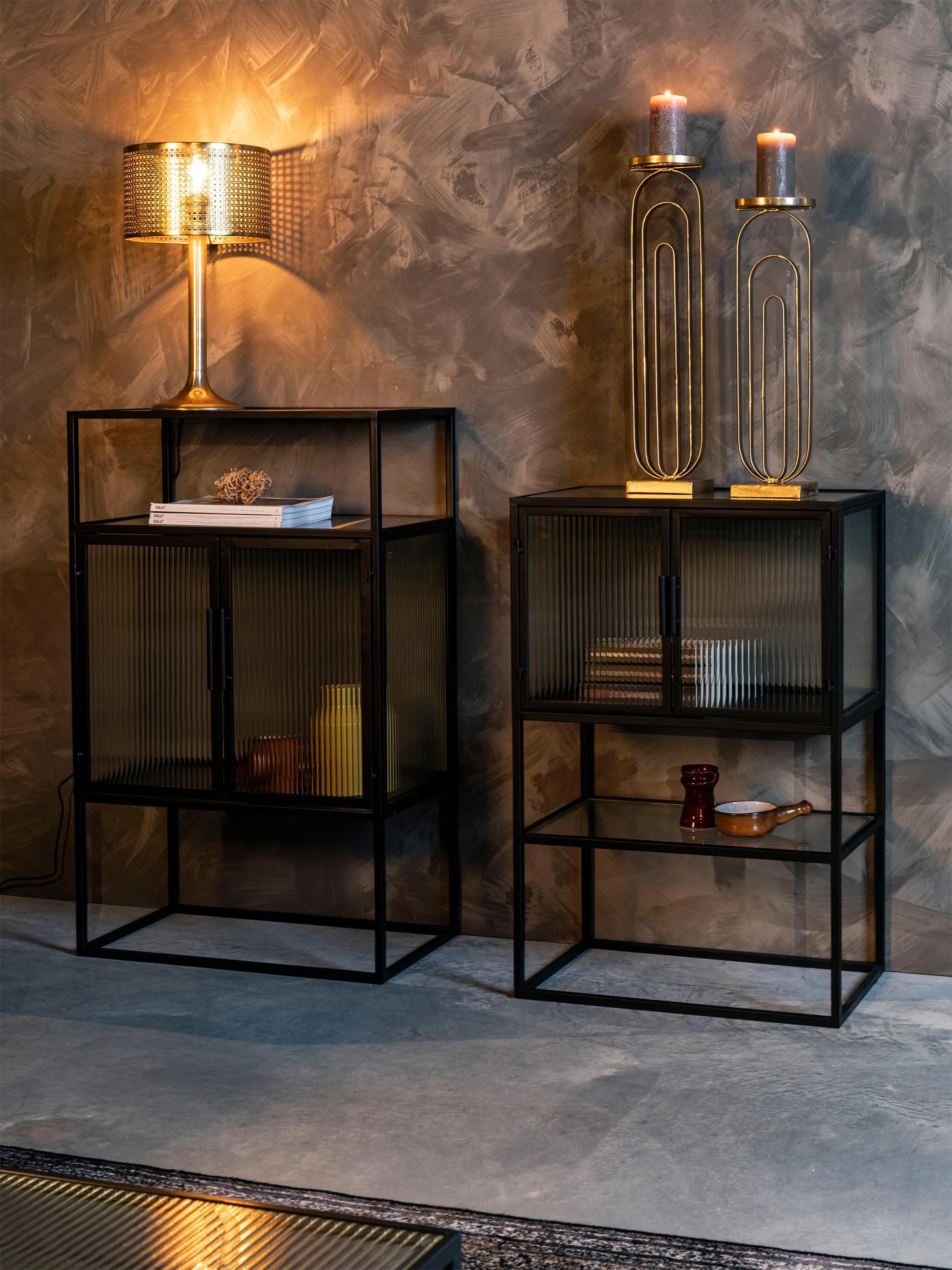 Highboard Boli mit Rillenglas