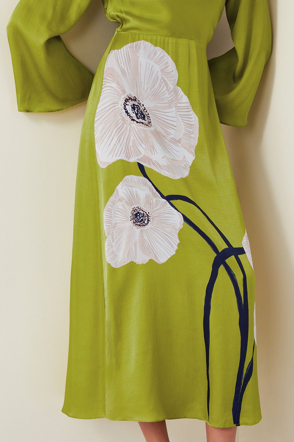 Monsoon Molly Floral Print Satin Dress Black