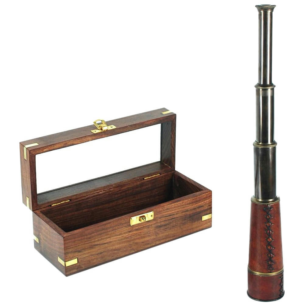 LAITON - Téléscope décoratif en laiton avec sa boîte