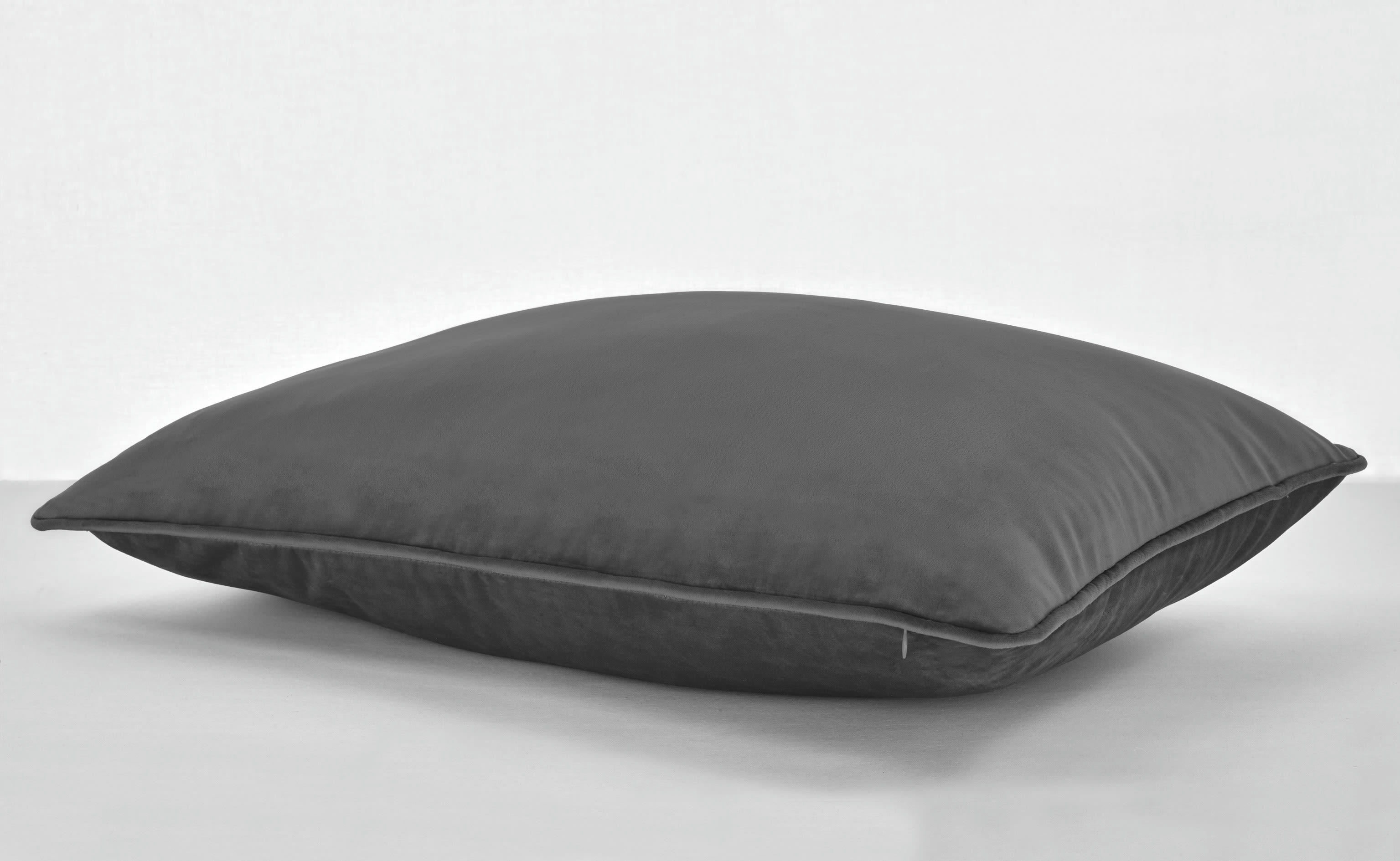 - Coussin velours zippé en polyester gris anthracite 40x60cm