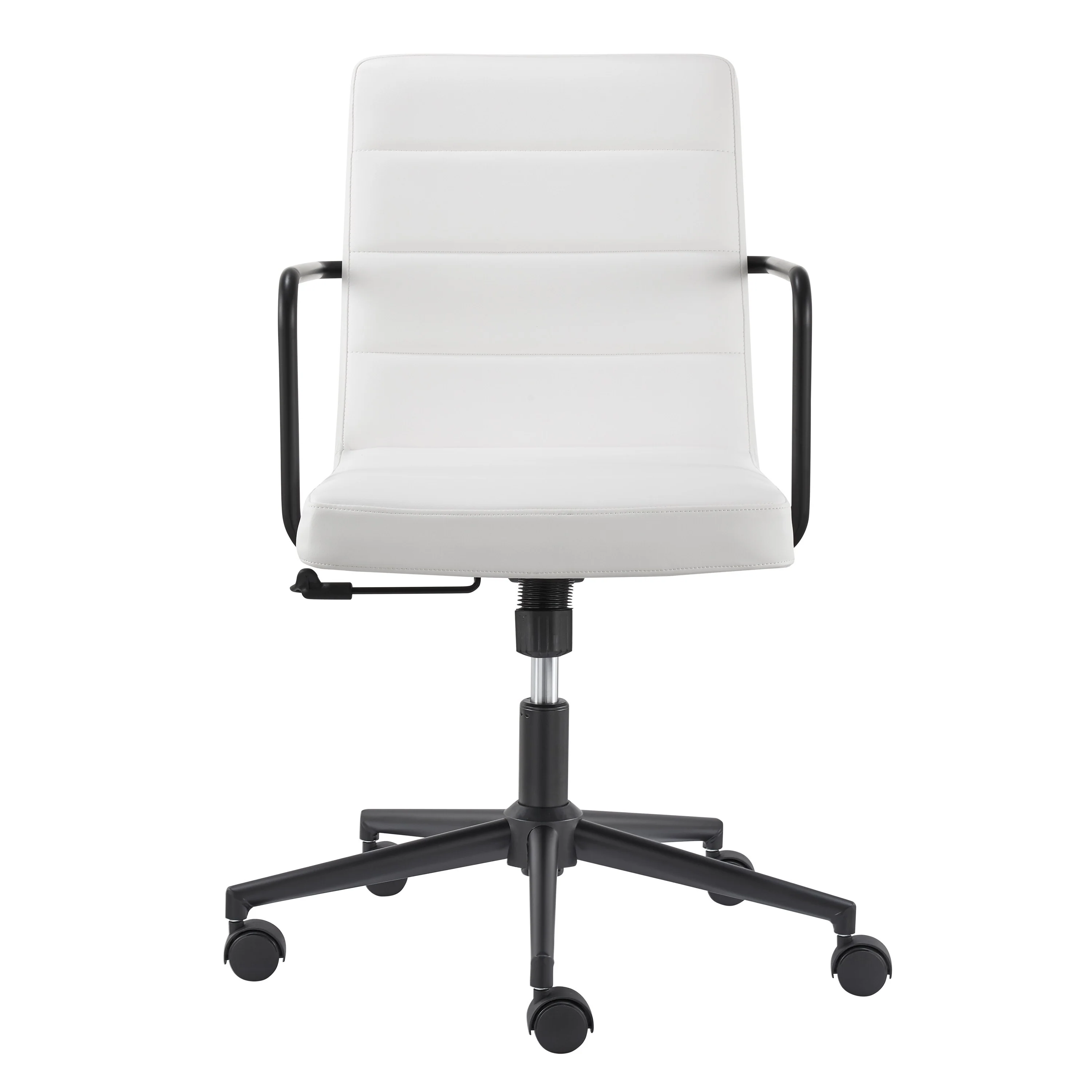 White and Black Steel and Faux Leather Adjustable Swivel Rolling Office Chair - 20.87' X '32.29' X '23.82