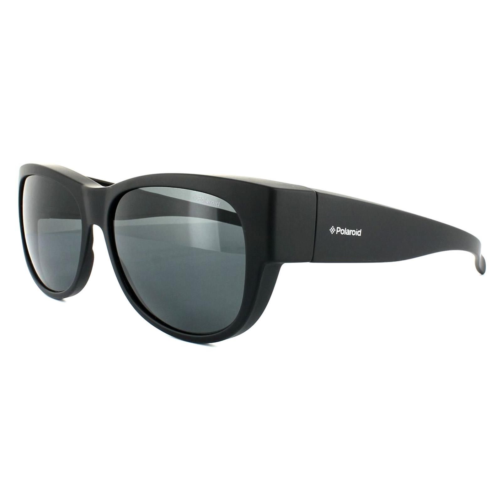 Polaroid Suncovers Oval Matte Black Grey Polarized Sunglasses
