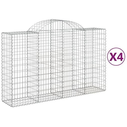 NNEVL Arched Gabion Baskets 4 pcs 200x50x120/140 cm Galvanised Iron