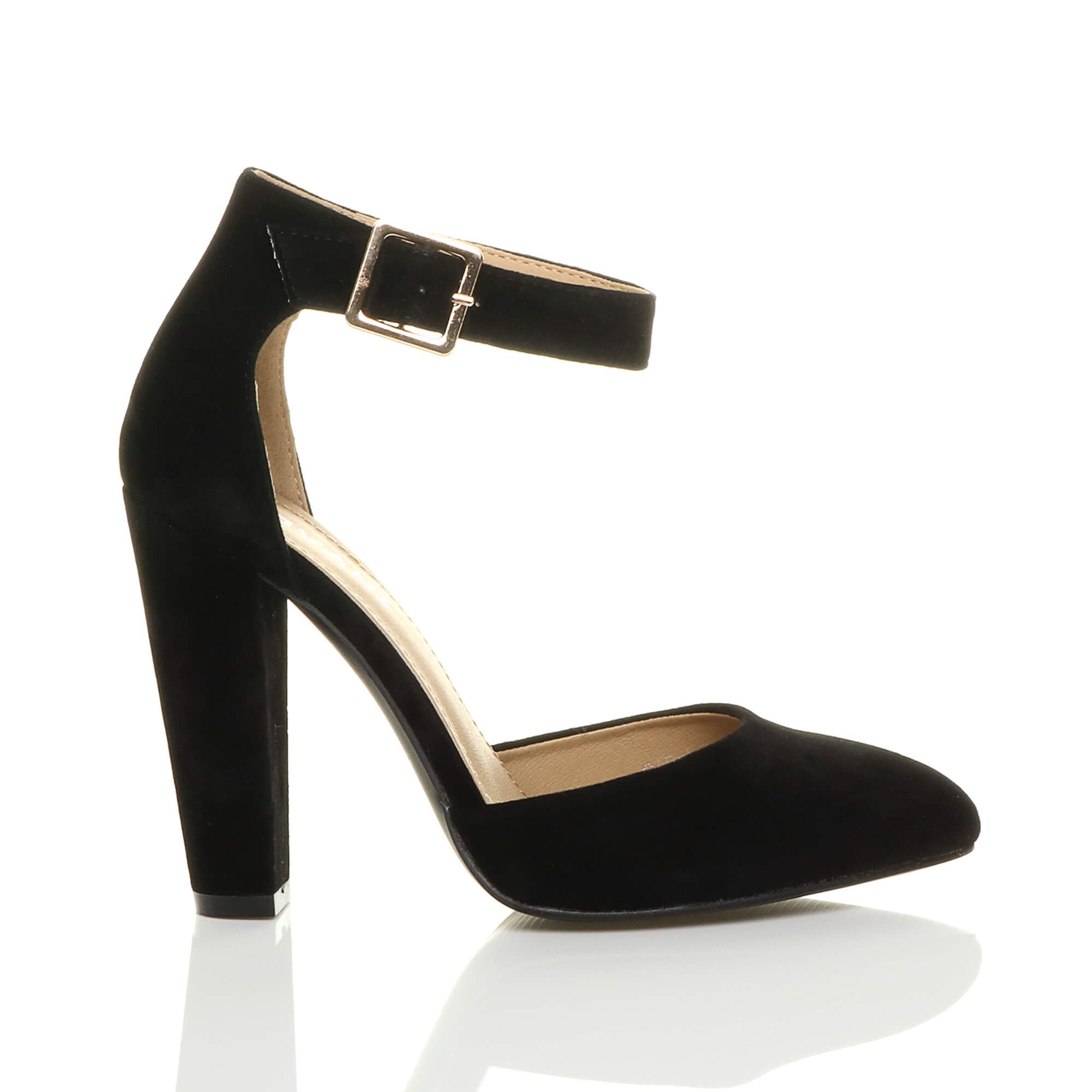 AJVANI High Heel Ankle Strap Pointed Toe Court Shoes