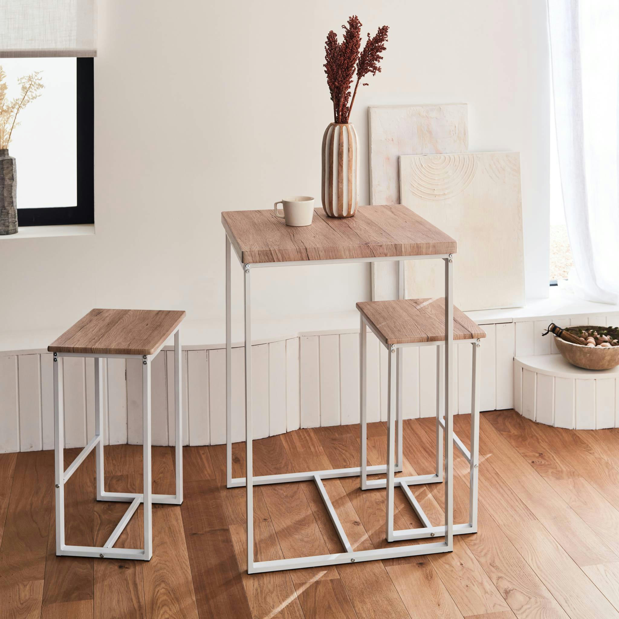 LOFT - Set table haute avec 2 tabourets de bar