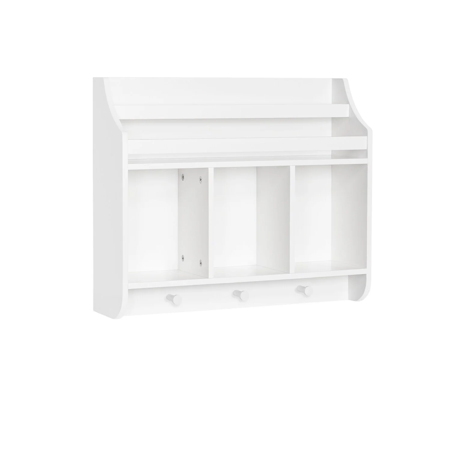 RiverRidge Kids Wall Mounted Bookshelf and Toy Storage Organizer for Playroom, Nursery, and Reading Nook - White