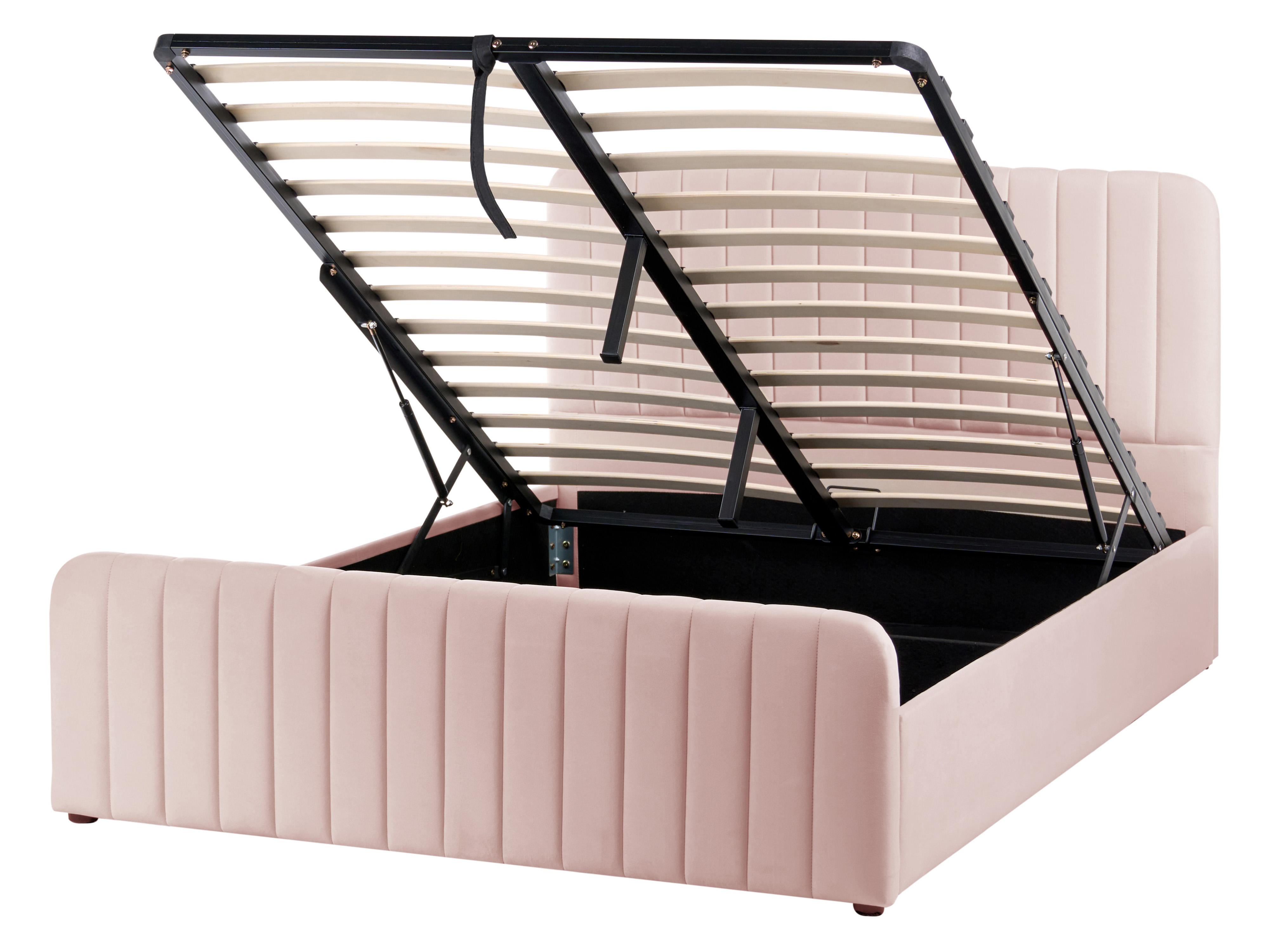 Ottoman Bed LUNAN 140 x 200 cm (EU Double) Pastel Pink
