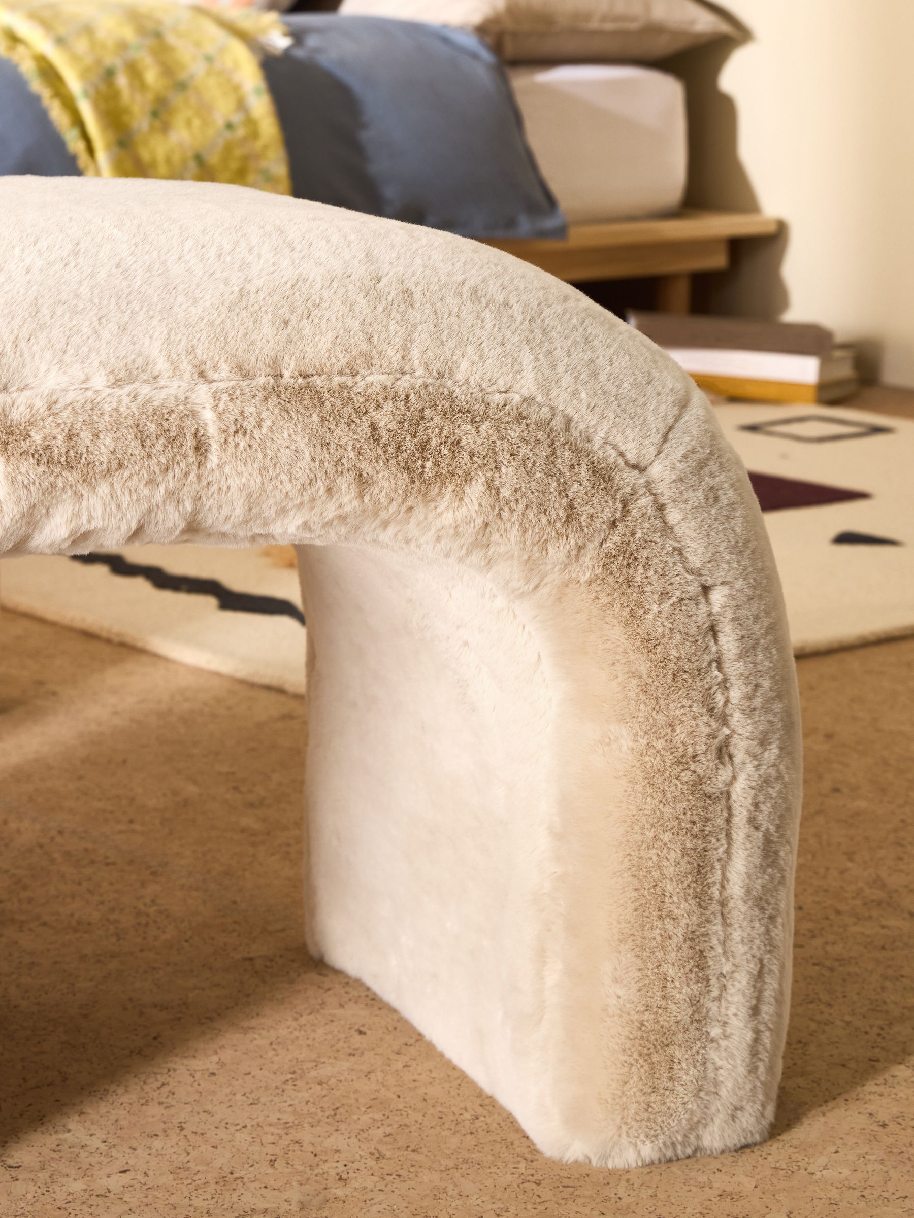 Beryl Stool in Taupe Natural Arctic Faux Fur