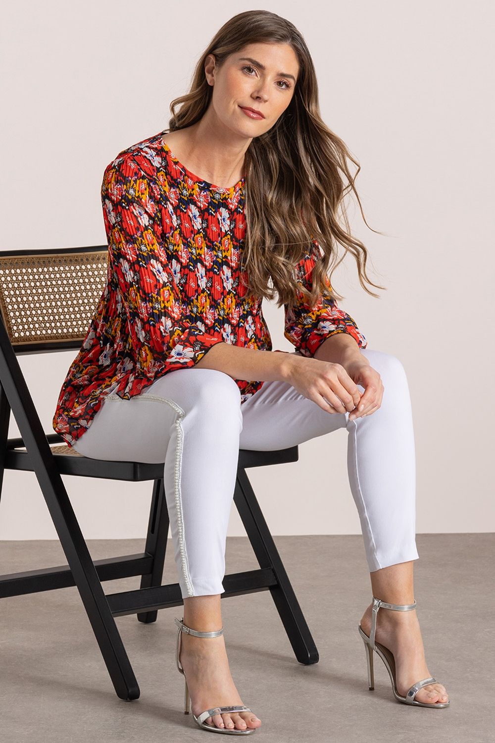 Klass. Floral Print Pleated Top