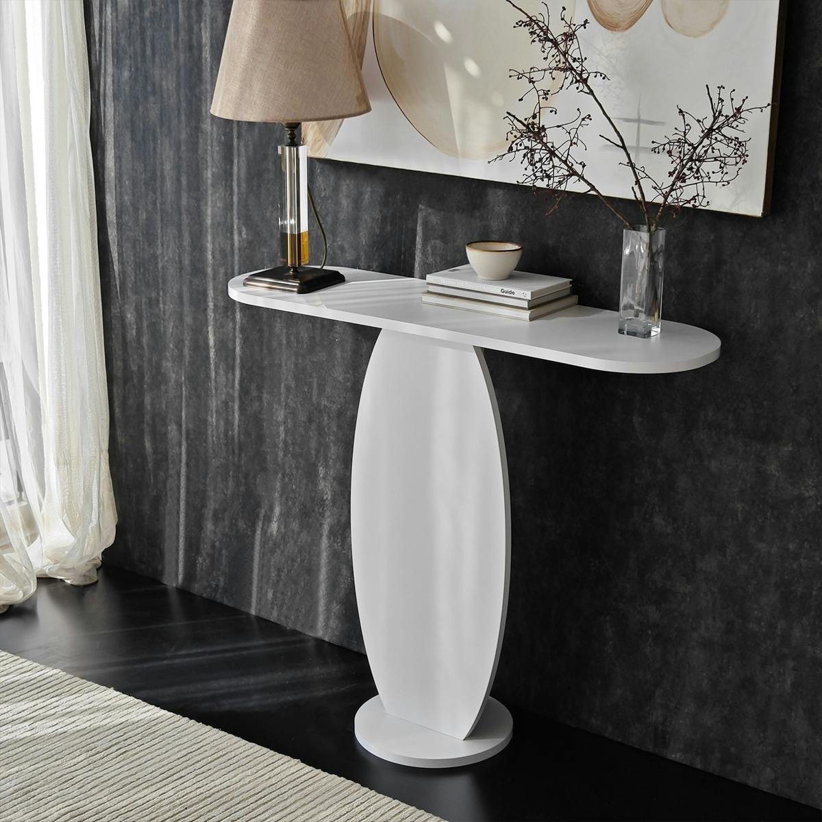 Console d'entrée blanche design organique 100 cm MARFA