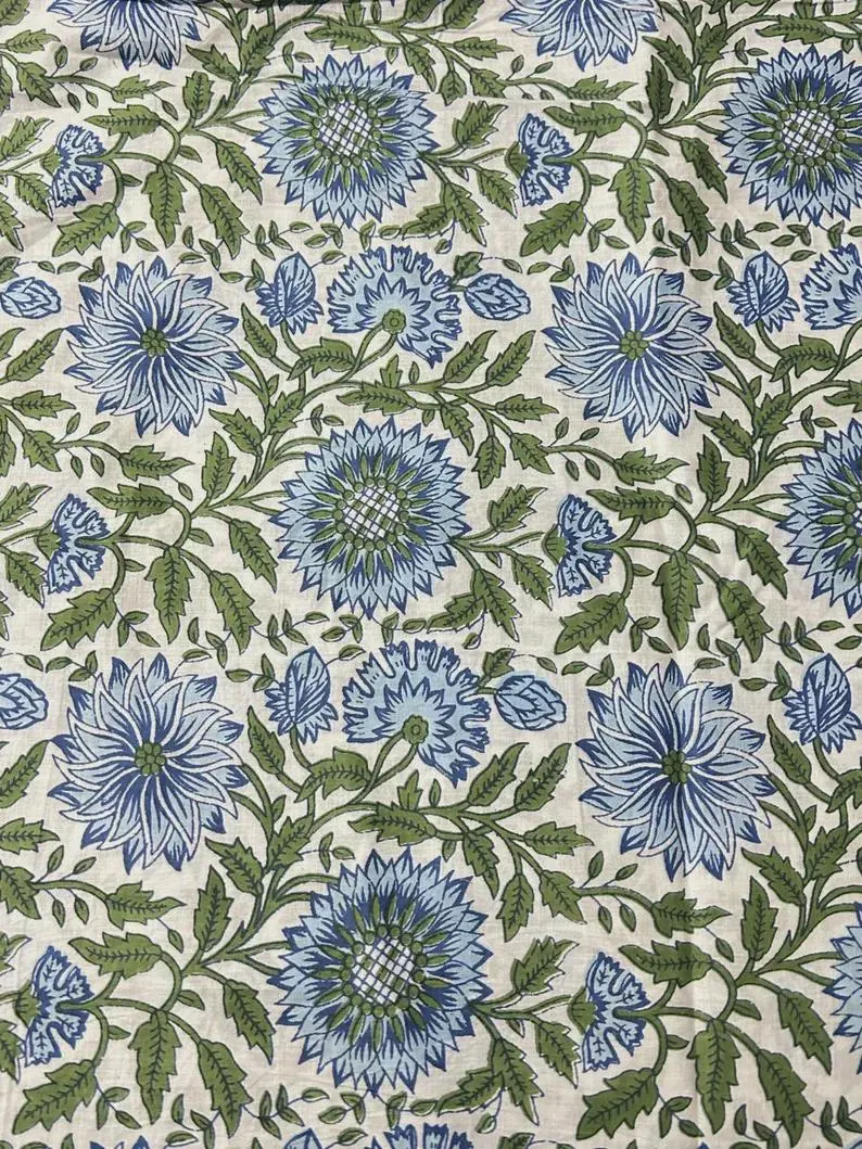 Hand Block Print Pillow Cover: Floral Cotton Boho Cushion