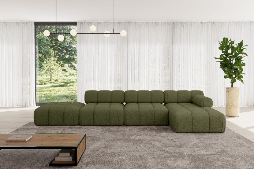 Narożnik prawostronny modułowy LIZUR-L2 380x160x70 cm Zielony