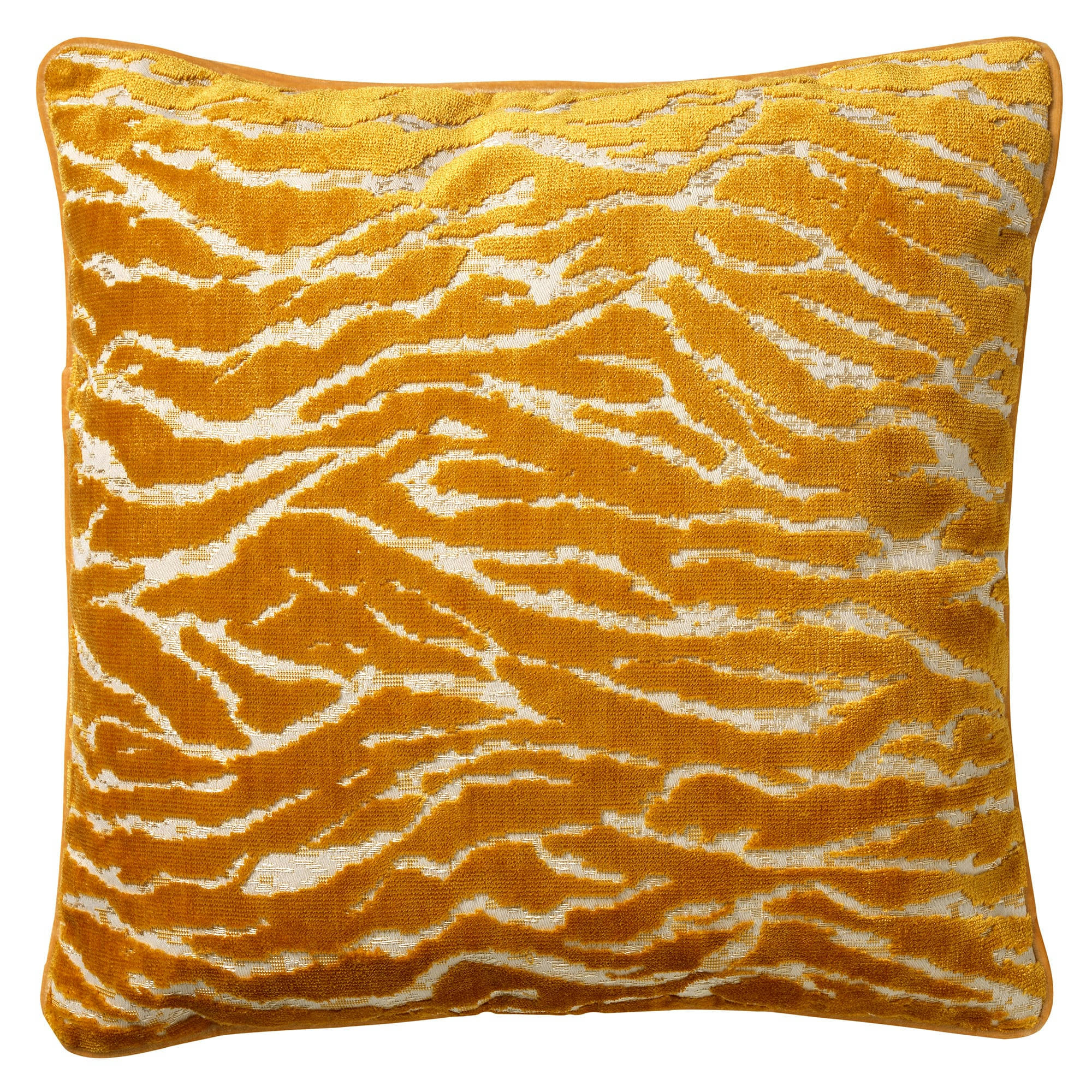 ZABRINA - Coussin - jaune en velours 45x45 cm avec imprimé animalier