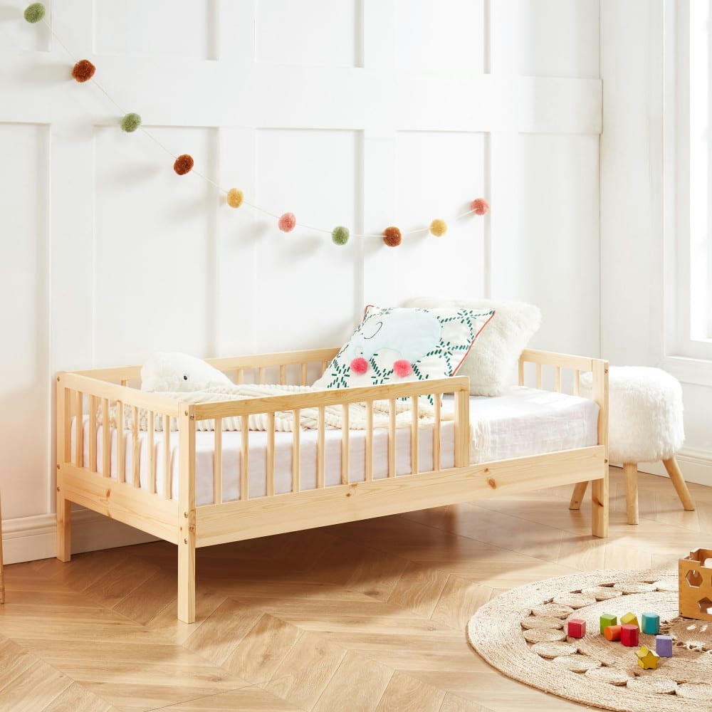 SASHA - Cadre de lit pour enfant en bois massif 70x140cm bois clair
