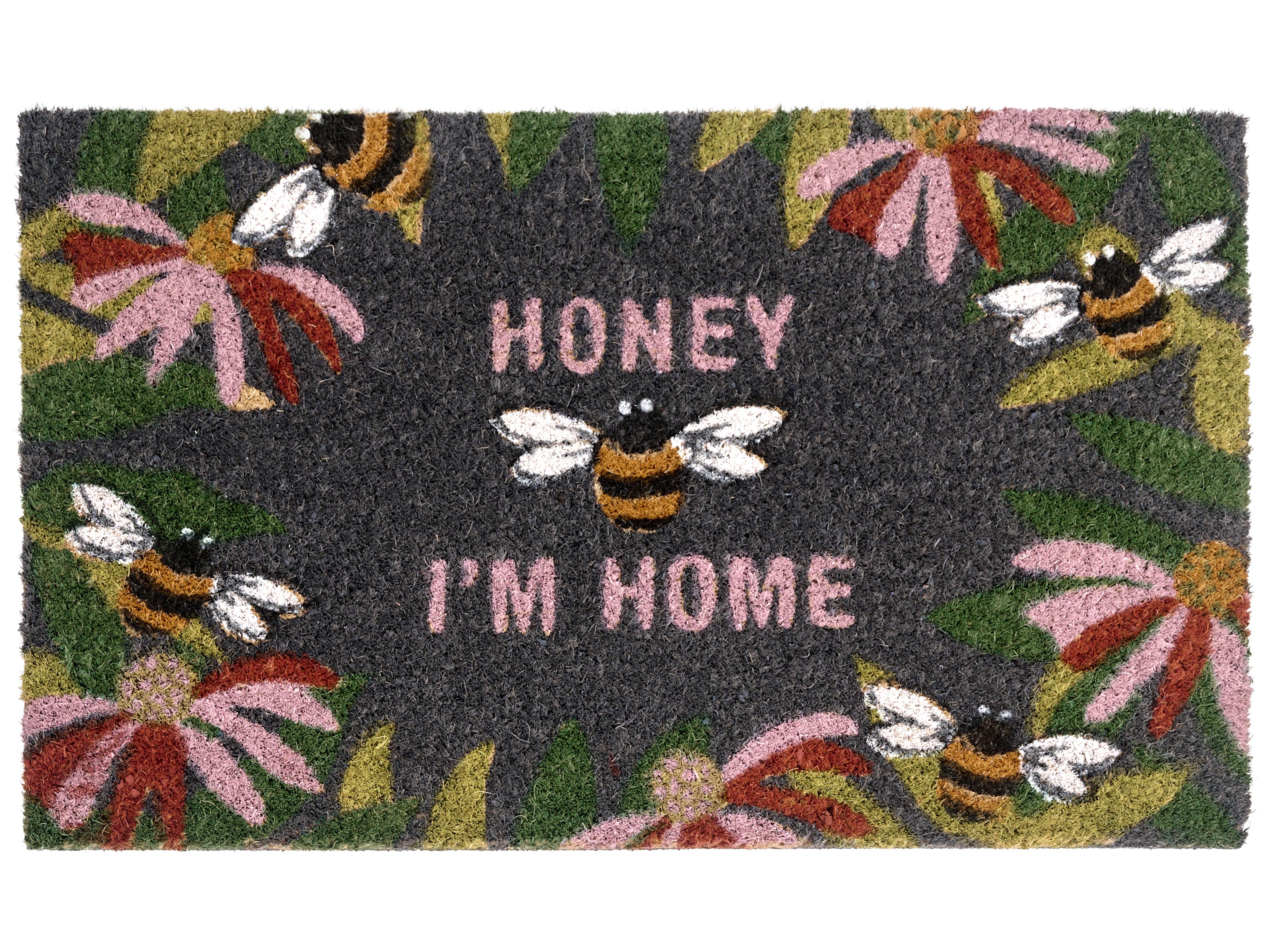 Doormat INIGOK Multicolour 40 x 60 cm Text Bee Coir