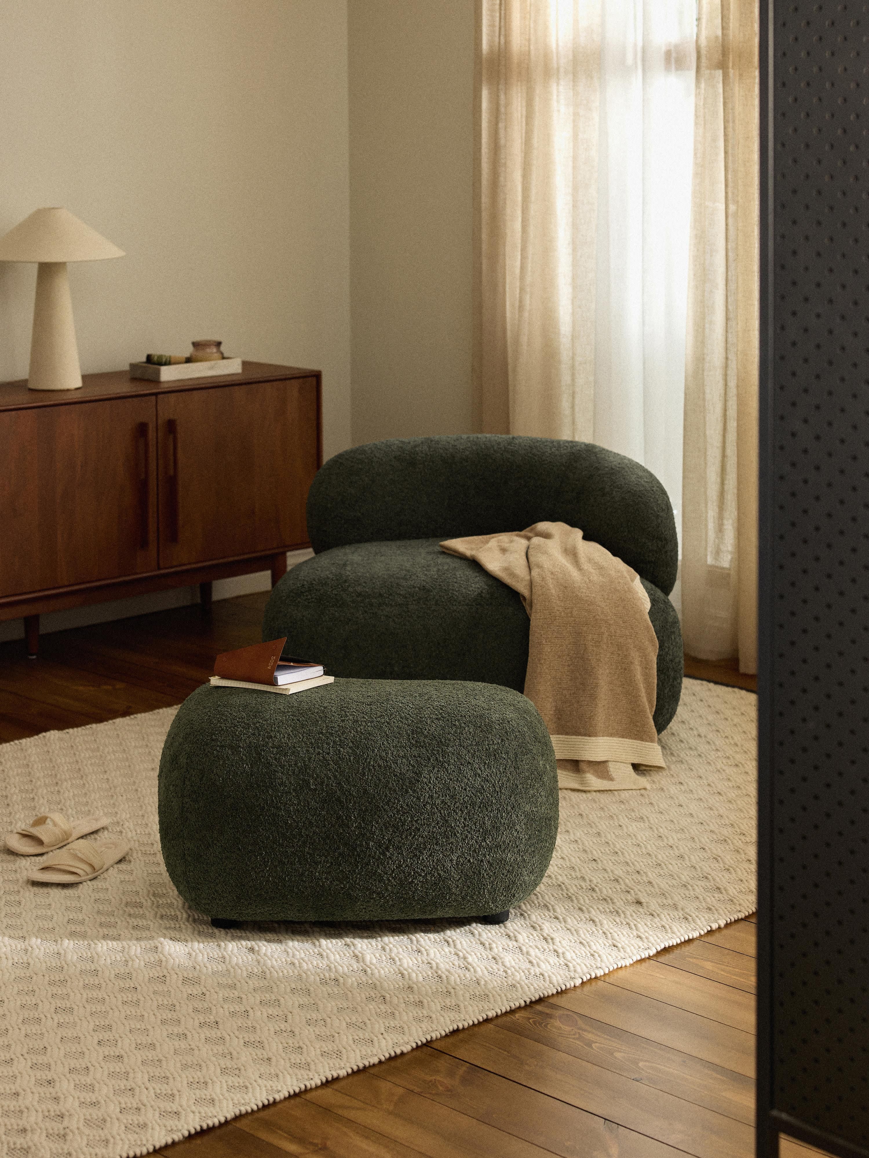Hocker Alba aus Teddy-Bouclé