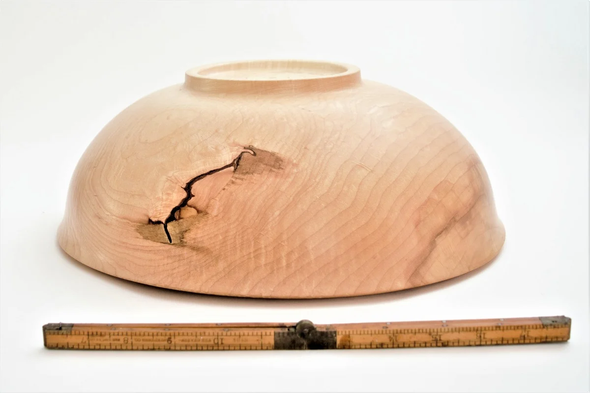 Handturned Wood Bowl with Incised Rim 14