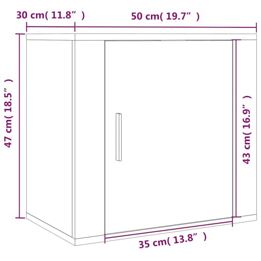 NNEVL Wall-mounted Bedside Cabinet Black 50x30x47 cm