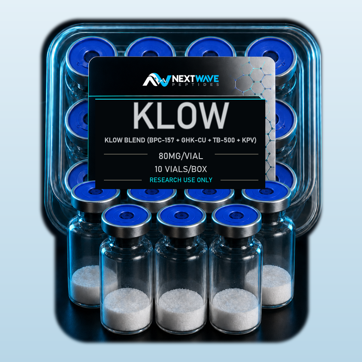 KLOW Blend (BPC-157 + GHK-Cu + TB-500 + KPV) - 80mg, 10 Vials | NextWave Peptides