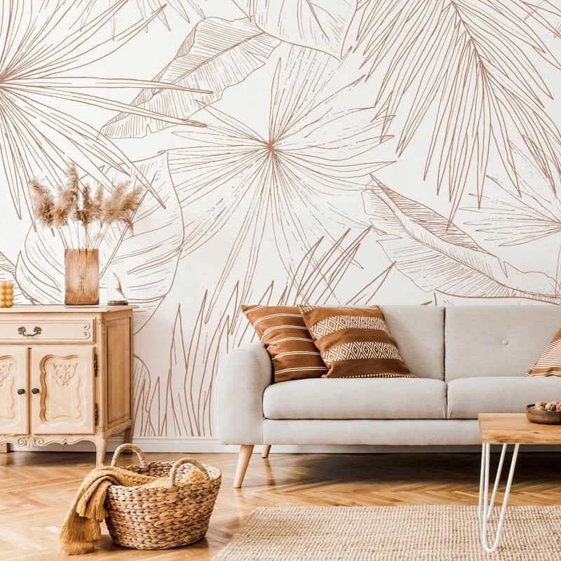 LÄMNAR KOLA - Papier Peint Panoramique L336xH270cm Terracotta Feuillage