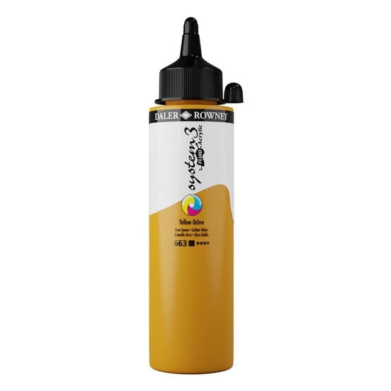Daler-Rowney System3 Yellow Ochre Fluid Acrylic 250ml (663)