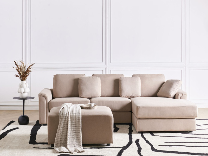 Narożnik sofa z otomaną rogówka beżowoszary
