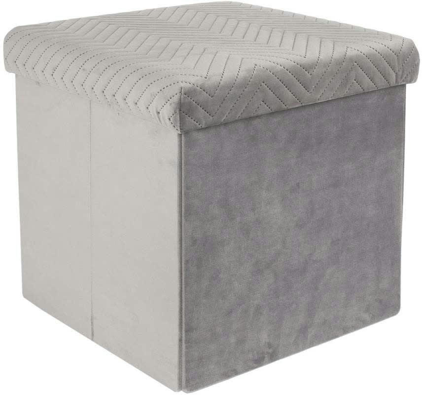 MELI - Coffre pouf pliable gris