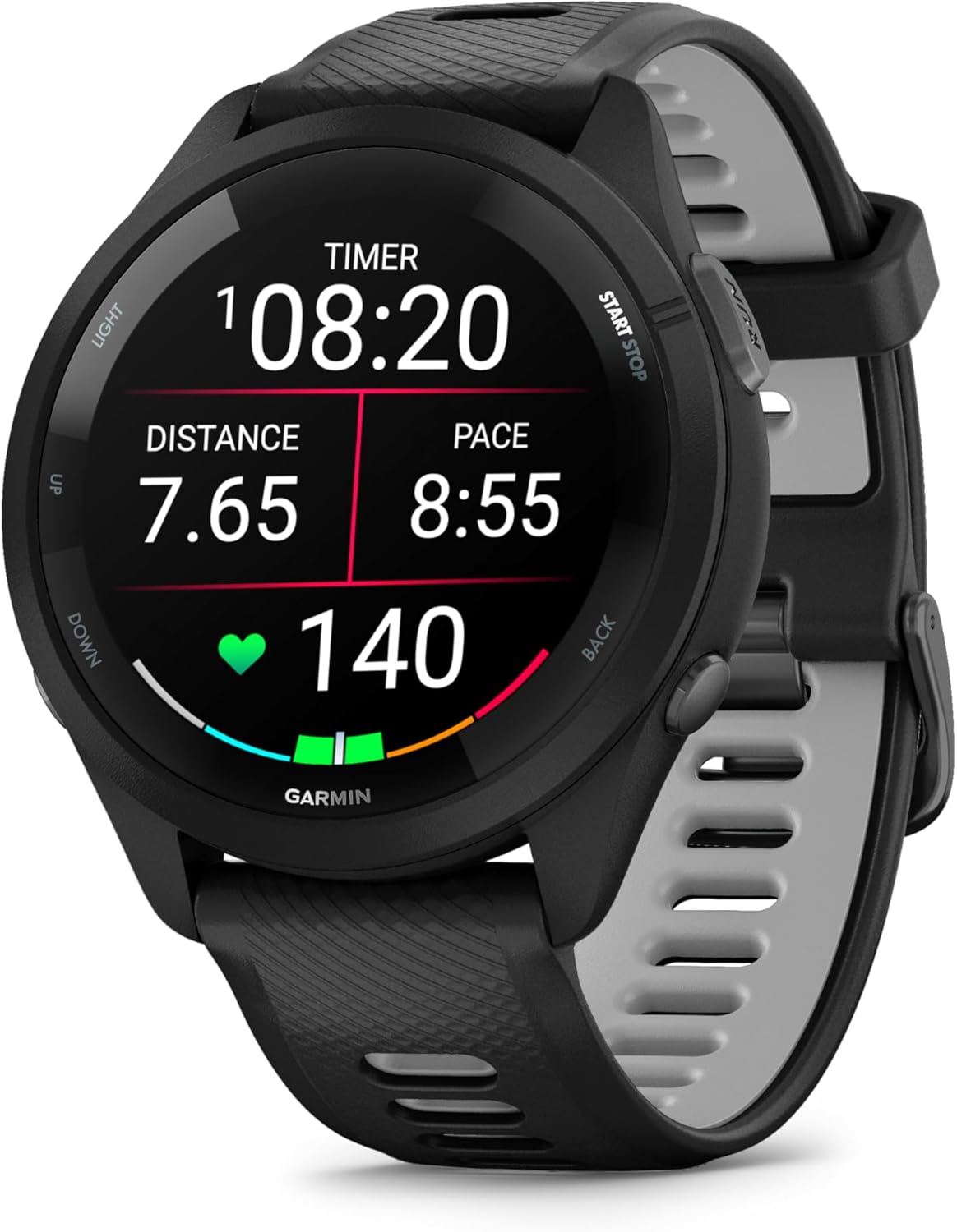 Garmin Forerunner 265 Running Smartwatch  Colorful AMOLED Display  Training Metrics and Recovery Insights  Black and Powder Gray