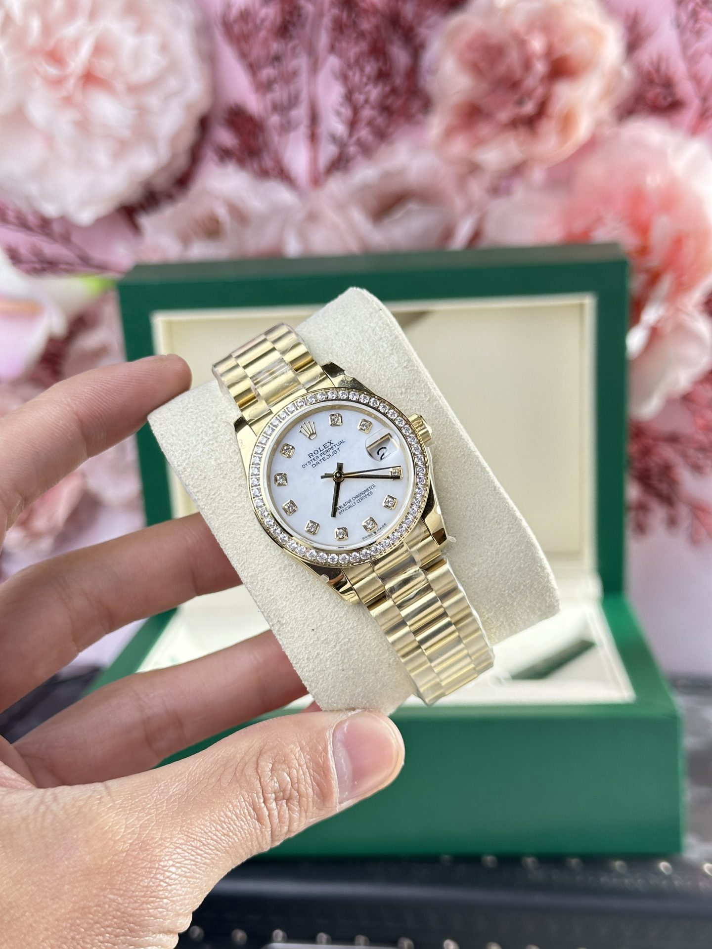 Rolex Datejust 278288 YG Plated White Enamel Dial CZ Diamonds 31mm AAA Replica