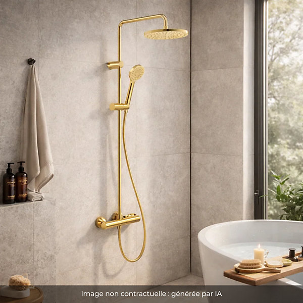 Colonne de douche thermostatique DURAVIT MinusFlow doré poli